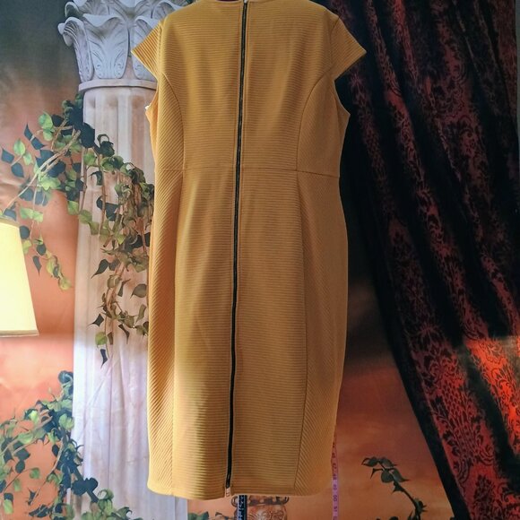 NWOT: Cato Sze 26W Mustard Ribbed Dress - Picture 2 of 8